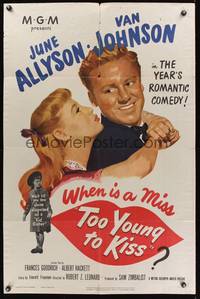 8m866 TOO YOUNG TO KISS 1sh '51 June Allyson, Van Johnson