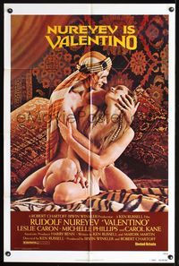 8m915 VALENTINO 1sh '77 great image of Rudolph Nureyev & naked Michelle Phillipes!