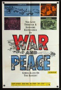 8m938 WAR & PEACE 1sh R63 Audrey Hepburn, Henry Fonda, Leo Tolstoy's epic novel!