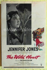 8m958 WILD HEART 1sh '52 Jennifer Jones has Gone to Earth, Powell & Pressburger!