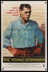 8m994 YOUNG STRANGER 1sh '57 first John Frankenheimer, art of James MacArthur!