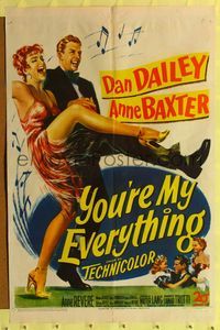 8m986 YOU'RE MY EVERYTHING 1sh '49 full-length romantic art of dancing Dan Dailey and Anne Baxter!