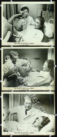 8p642 CASE OF DR. LAURENT 3 8x10s '57 three images of doctor Jean Gabin helping with childbirth!