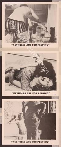 8p671 KEYHOLES ARE FOR PEEPING 3 8x10 stills '72 Doris Wishman voyeur sexploitation comedy!