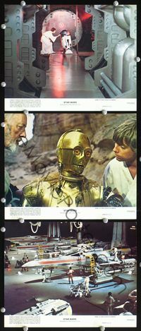 8p112 STAR WARS 3 color 8x10s '77 George Lucas, Mark Hamill, Alec Guinness, Carrie Fisher