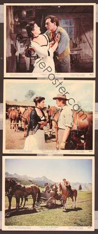 8p113 TRIBUTE TO A BAD MAN 3 color 8x10 stills '56 cowboy James Cagney, pretty Irene Papas!