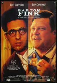 8r052 BARTON FINK video 1sh '91 Coen Brothers, close-ups of John Turturro & John Goodman!