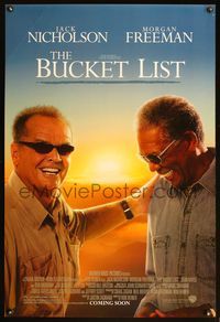 8r096 BUCKET LIST DS advance 1sh '07 smilin' Jack Nicholson & Morgan Freeman!