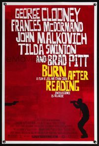 8r097 BURN AFTER READING DS 1sh '08 Joel & Ethan Coen, cool design, intelligence is relative!