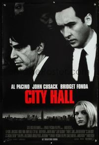 8r115 CITY HALL DS advance 1sh '96 cool b&w images of Al Pacino, John Cusack & sexy Bridget Fonda!