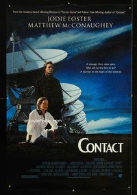 8r127 CONTACT 1sh '97 Jodie Foster, Matthew McConaughey, message from deep space!