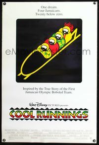 8r129 COOL RUNNINGS DS 1sh '93 John Candy, wacky Jamacian bobsledding team art!