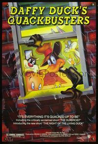 8r140 DAFFY DUCK'S QUACKBUSTERS 1sh '88 Mel Blanc, great cartoon image of Looney Tunes characters!