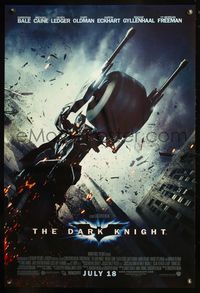 8r142 DARK KNIGHT DS advance 1sh '08 Christian Bale as Batman on wild motorcycle!
