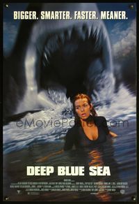 8r145 DEEP BLUE SEA 1sh '99 cool image of sexy girl about to be attacked by gigantic shark!