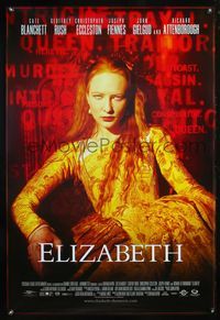 8r156 ELIZABETH DS int'l 1sh '98 great close up image of Cate Blanchett as England's queen!