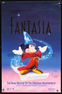 8r167 FANTASIA video 1sh '91 great image of Mickey Mouse, Disney musical cartoon classic!