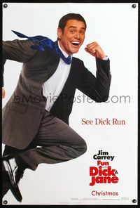 8r190 FUN WITH DICK & JANE DS teaser 1sh '05 great wacky image of Jim Carrey on the run!