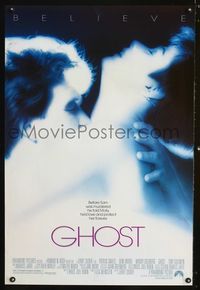 8r194 GHOST 1sh '90 classic Patrick Swayze & Demi Moore romantic close up!