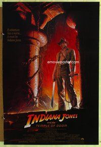 8r240 INDIANA JONES & THE TEMPLE OF DOOM 1sh '84 full-length art of Harrison Ford by Bruce Wolfe!