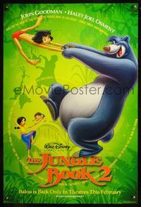 8r252 JUNGLE BOOK 2 DS advance 1sh '03 Disney sequel, cool art of dancing Baloo!