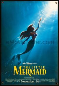 8r287 LITTLE MERMAID DS advance 1sh R97 Ariel swimming to the surface, Disney underwater cartoon!