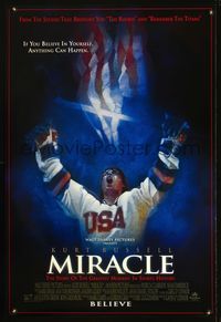 8r319 MIRACLE DS 1sh '04 Kurt Russell, Olympic ice hockey, cool artwork!