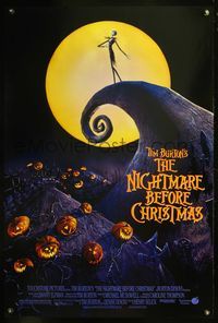 8r338 NIGHTMARE BEFORE CHRISTMAS 1sh '93 Tim Burton, Disney, great horror cartoon image!