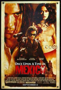 8r348 ONCE UPON A TIME IN MEXICO DS advance 1sh '03 Antonio Banderas, Johnny Depp, sexy Salma Hayek