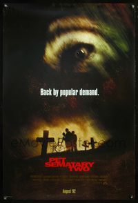 8r360 PET SEMATARY TWO DS advance 1sh '92 Stephen King, zombies are back by popular demand!