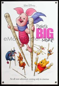 8r366 PIGLET'S BIG MOVIE DS advance 1sh '03 Winnie the Pooh, Tigger & more on stilts!