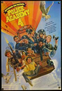 8r372 POLICE ACADEMY 4 1sh '87 Steve Guttenberg, Sharon Stone, Drew Struzan art!