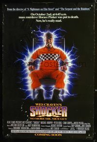 8r419 SHOCKER DS advance 1sh '89 Wes Craven, wild image of electrocuted murderer Mitch Pileggi!