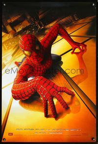 8r451 SPIDER-MAN DS reproduction poster '02 Tobey Maguire crawling up wall, Marvel Comics!