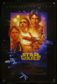 8r468 STAR WARS style B advance 1sh R97 George Lucas classic sci-fi epic, great art by Struzan!