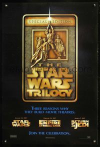 8r470 STAR WARS TRILOGY DS 1sh '97 George Lucas, Empire Strikes Back, Return of the Jedi!