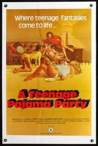 8r489 TEENAGE PAJAMA PARTY 1sh '77 C.J. Laing, great art of sexy teens!