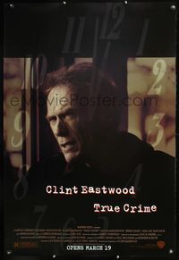 8r511 TRUE CRIME advance 1sh '99 great close up of director & detective Clint Eastwood!