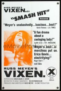 8r523 VIXEN reviews 1sh '68 classic Russ Meyer, sexy naked Erica Gavin!