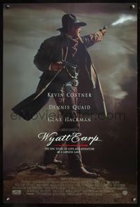 8r555 WYATT EARP advance 1sh '94 cool image of Kevin Costner with two pistols!