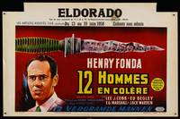 8s446 12 ANGRY MEN Belgian '57 Henry Fonda, different art from Sidney Lumet courtroom jury classic