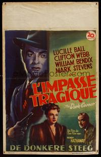 8s480 DARK CORNER Belgian '46 Wik film noir artwork of Lucille Ball, Clifton Webb!