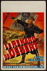 8s482 DESERT FOX Belgian '51 different art of James Mason as Field Marshal Erwin Rommel at war!