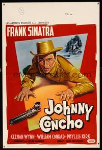8s513 JOHNNY CONCHO Belgian '56 art of cowboy Frank Sinatra reaching for gun!