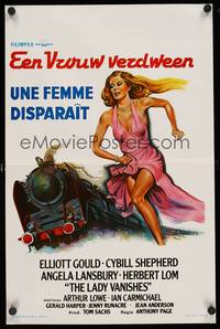8s525 LADY VANISHES Belgian '79 artwork of sexy Cybil Shepherd running in dress, Hammer!
