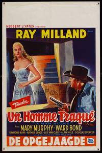 8s533 MAN ALONE Belgian '55 art of star & director Ray Milland, sexy Mary Murphy!