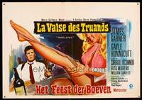 8s541 MARLOWE Belgian '69 art of sexy Sharon Farrell's legs & James Garner w/booze & gun in hands!