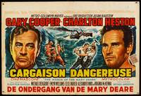 8s610 WRECK OF THE MARY DEARE Belgian '59 portrait art of Gary Cooper & Charlton Heston!