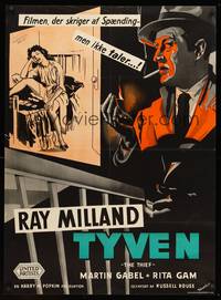 8s042 THIEF Danish '52 cool Wenzel film noir art of Ray Milland & Rita Gam!