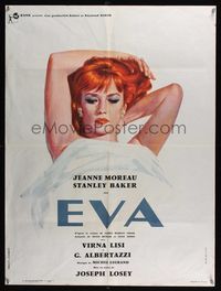 8s437 EVA French 23x32 '62 Joseph Losey, art of sexy Jeanne Moreau in bed by Fourastie!